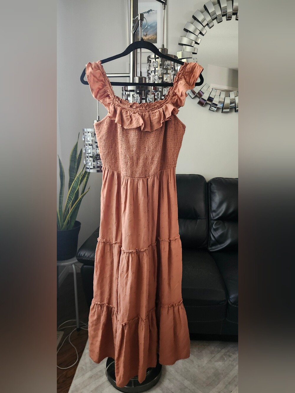 Old Navy Rust Smocked Ruffle Tiered Dress